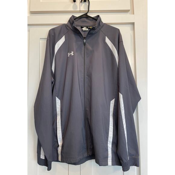 Under Armour Gray and White Track Jacket Large - Picture 1 of 12